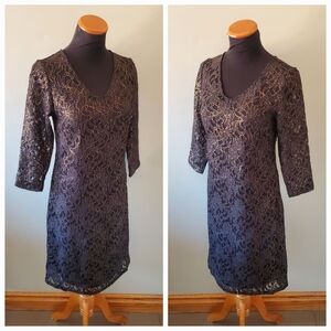 NWOT Colleen Lopez XS Dark Romantic Whimsigoth Metallic Lace Sheath Dress